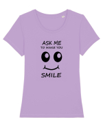 Ask me to make you smile Tricou mânecă scurtă guler larg fitted Damă Expresser
