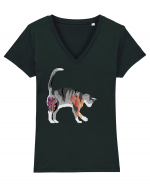 Tattooed Cat 2 Tricou mânecă scurtă guler V Damă Evoker