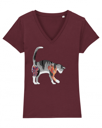 Tattooed Cat 2 Burgundy