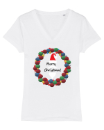 Merry Christmas! Tricou mânecă scurtă guler V Damă Evoker