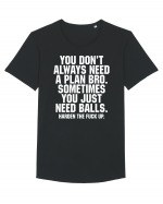 You don't always need a plan bro... Tricou mânecă scurtă guler larg Bărbat Skater