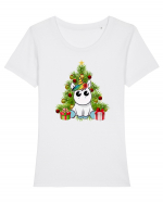 Christmas Unicorn Tricou mânecă scurtă guler larg fitted Damă Expresser