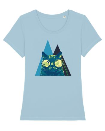 Cool Cat with glasses Sky Blue