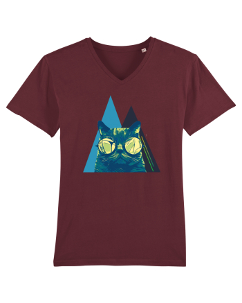 Cool Cat with glasses Burgundy