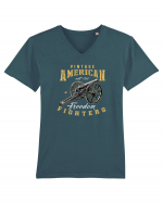 Vintage American Freedom Fighters Tricou mânecă scurtă guler V Bărbat Presenter
