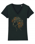 Nymph - Woman Silhouette 3 Tricou mânecă scurtă guler V Damă Evoker