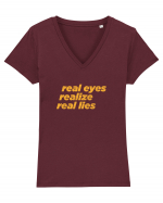 real eyes realize real lies Tricou mânecă scurtă guler V Damă Evoker