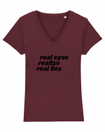 real eyes realize real lies Tricou mânecă scurtă guler V Damă Evoker