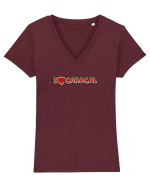 I LOVE Caracal Tricou mânecă scurtă guler V Damă Evoker