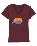 Cute cat Tricou mânecă scurtă guler V Damă Evoker