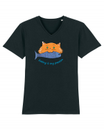 Cute cat Tricou mânecă scurtă guler V Bărbat Presenter