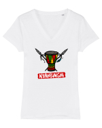 Nyahbinghi Drum Tricou mânecă scurtă guler V Damă Evoker