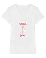 Craciun (2m) fericit Tricou mânecă scurtă guler V Damă Evoker