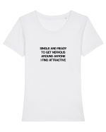 Single and ready Tricou mânecă scurtă guler larg fitted Damă Expresser