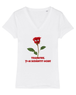 Trandafire, ti-ai scrantit ochii Tricou mânecă scurtă guler V Damă Evoker