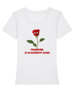 Trandafire, ti-ai scrantit ochii Tricou mânecă scurtă guler larg fitted Damă Expresser