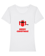 Craciun Fericit! Tricou mânecă scurtă guler larg fitted Damă Expresser