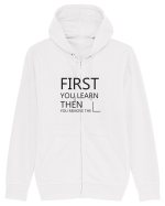 FIRST YOU LEARN BLACK Hanorac cu fermoar Unisex Connector