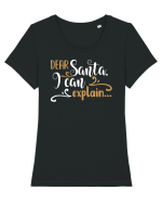 Pot să explic Tricou mânecă scurtă guler larg fitted Damă Expresser