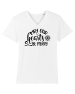 Inima bucuroasă de sărbători Tricou mânecă scurtă guler V Bărbat Presenter