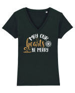 Inima bucuroasă de sărbători Tricou mânecă scurtă guler V Damă Evoker