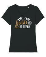 Inima bucuroasă de sărbători Tricou mânecă scurtă guler larg fitted Damă Expresser
