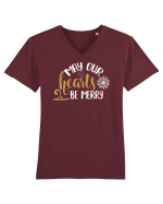 Inima bucuroasă de sărbători Tricou mânecă scurtă guler V Bărbat Presenter
