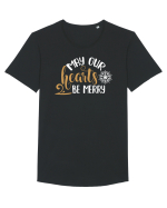 Inima bucuroasă de sărbători Tricou mânecă scurtă guler larg Bărbat Skater