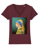 Doodle cu perla Tricou mânecă scurtă guler V Damă Evoker