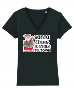 Santa Claus is Coming to Town Tricou mânecă scurtă guler V Damă Evoker