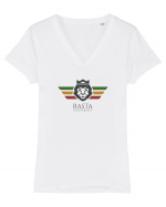 Rasta University Lion Logo Tricou mânecă scurtă guler V Damă Evoker