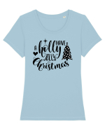 Mesaj tradițional de Crăciun Tricou mânecă scurtă guler larg fitted Damă Expresser