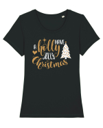 Mesaj tradițional de Crăciun Tricou mânecă scurtă guler larg fitted Damă Expresser