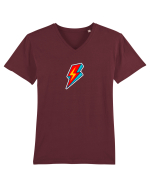 Retro  Lightning Bolt Tricou mânecă scurtă guler V Bărbat Presenter