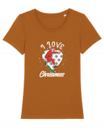 I Love Christmas ! Tricou mânecă scurtă guler larg fitted Damă Expresser