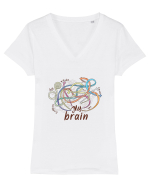 Creierul meu Tricou mânecă scurtă guler V Damă Evoker