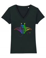 RGB Manta Tricou mânecă scurtă guler V Damă Evoker