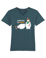 Vrei să-mi pupi morcovul? Tricou mânecă scurtă guler V Bărbat Presenter