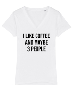 I like coffee - negru Tricou mânecă scurtă guler V Damă Evoker