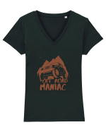 Off Road Maniac full Brown Tricou mânecă scurtă guler V Damă Evoker