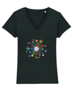 Be Happy! Tricou mânecă scurtă guler V Damă Evoker
