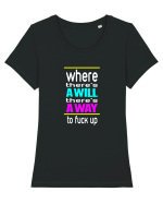 Where There's A Will There's A Way Tricou mânecă scurtă guler larg fitted Damă Expresser