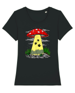 Abduction Magic Mushrooms Tricou mânecă scurtă guler larg fitted Damă Expresser