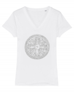 Ornament dacic. Tricou mânecă scurtă guler V Damă Evoker