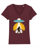 BIGFOOT UFO Abduction Tricou mânecă scurtă guler V Damă Evoker