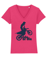 Ride or die - motocross Tricou mânecă scurtă guler V Damă Evoker