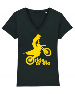 Ride or die - motocross - yellow Tricou mânecă scurtă guler V Damă Evoker