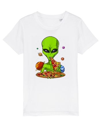 Alien Eating Pizza White