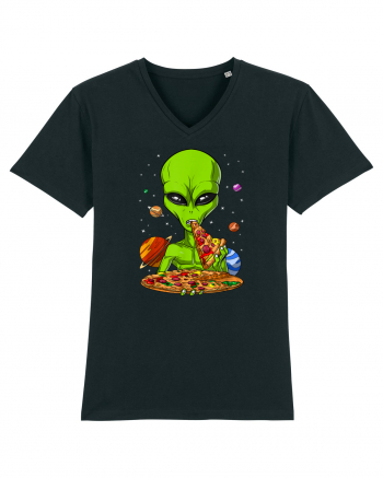 Alien Eating Pizza Black