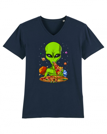 Alien Eating Pizza French Navy